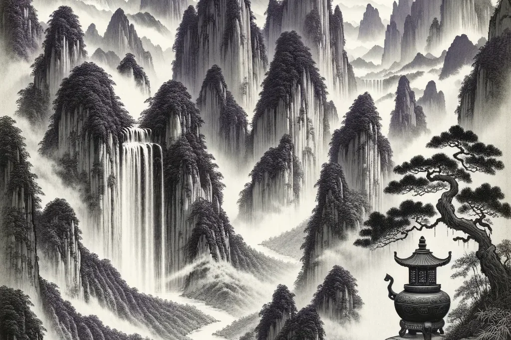 学术封面成果:水墨山水风格文生图